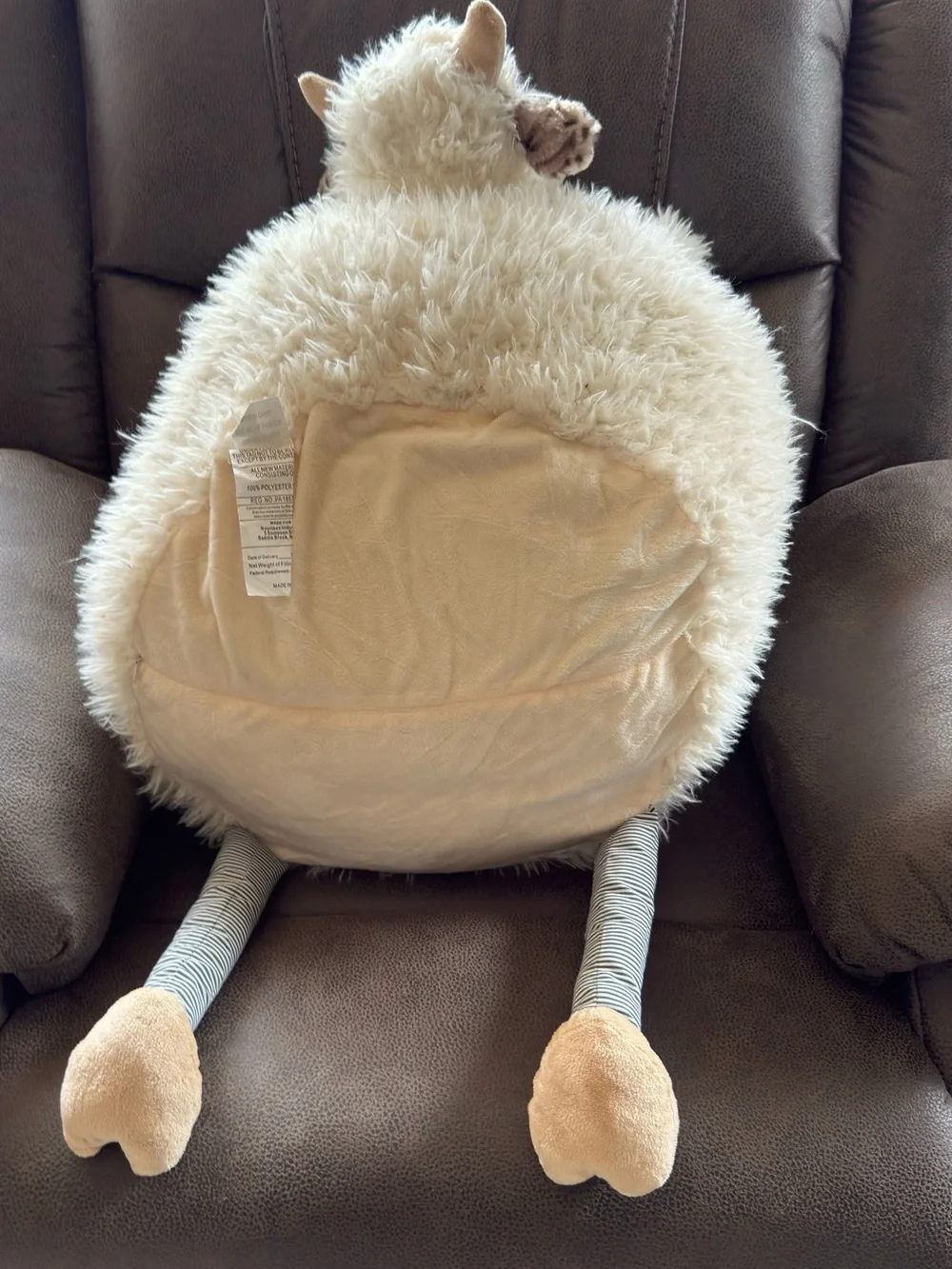 Mina Victory Round Cow Plush Animal Pillow - Cream with Brown Accents - Picture 8 of 10